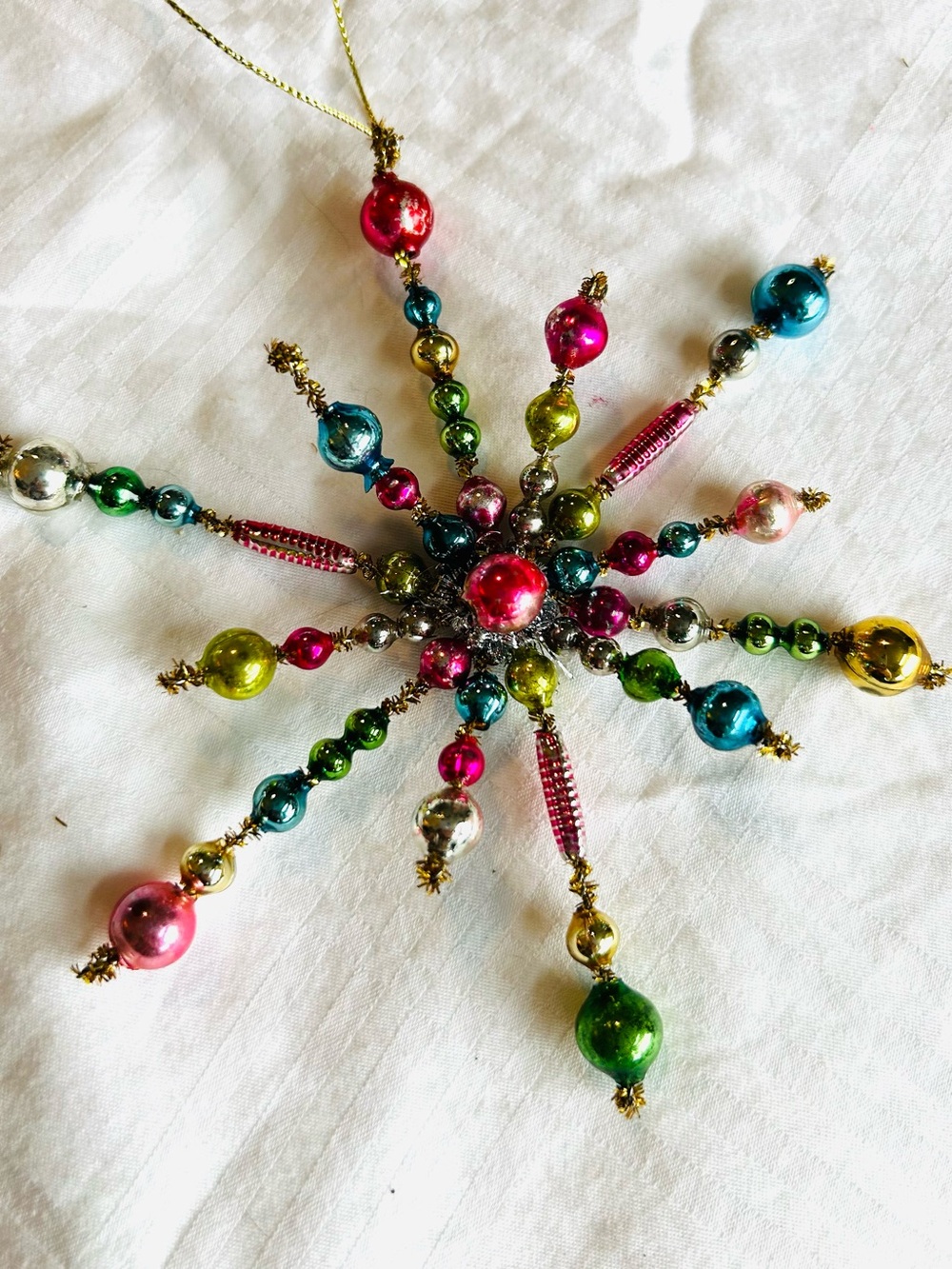 Vintage repurposed mercury glass holiday star burst Christmas Ornament